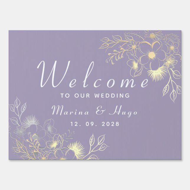 Boho Floral Welcome To Our Wedding Sign (Front)