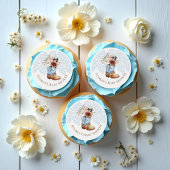 Boho Floral Western Blue Cowboy Boot Baby Shower Edible Frosting Rounds