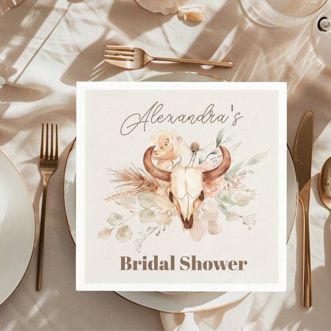 Boho Floral Western Bridal Shower Napkins (Creator Uploaded)