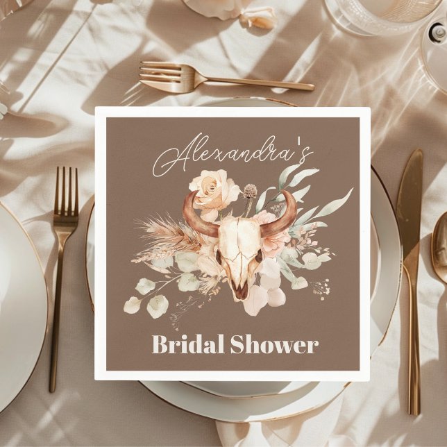 Boho Floral Western Bridal Shower Napkins (Creator Uploaded)