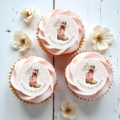 Boho Floral Western Pink Cowgirl Boot Baby Shower Edible Frosting Rounds