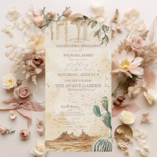 Boho Floral Western Wedding All In One Invitation