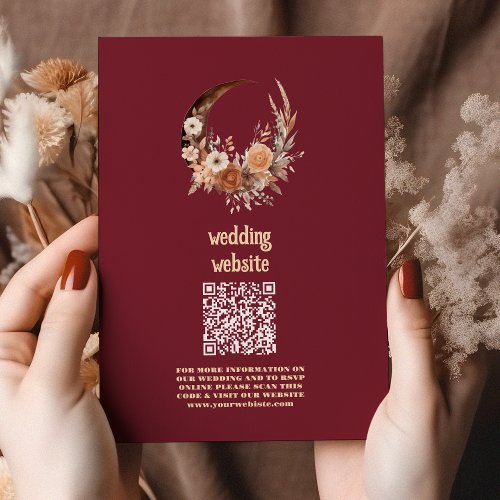 Boho Floral Western Wedding QR CODE Enclosure Card