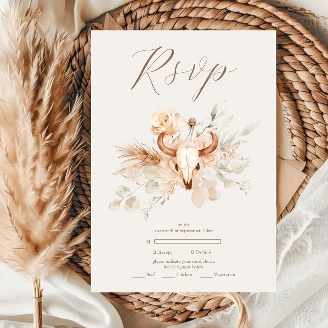 Boho Floral Western Wedding RSVP Card (Creator Uploaded)
