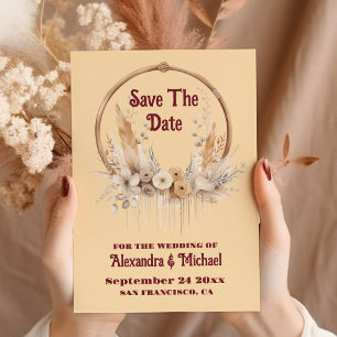 Boho Floral Western Wedding Save The Date