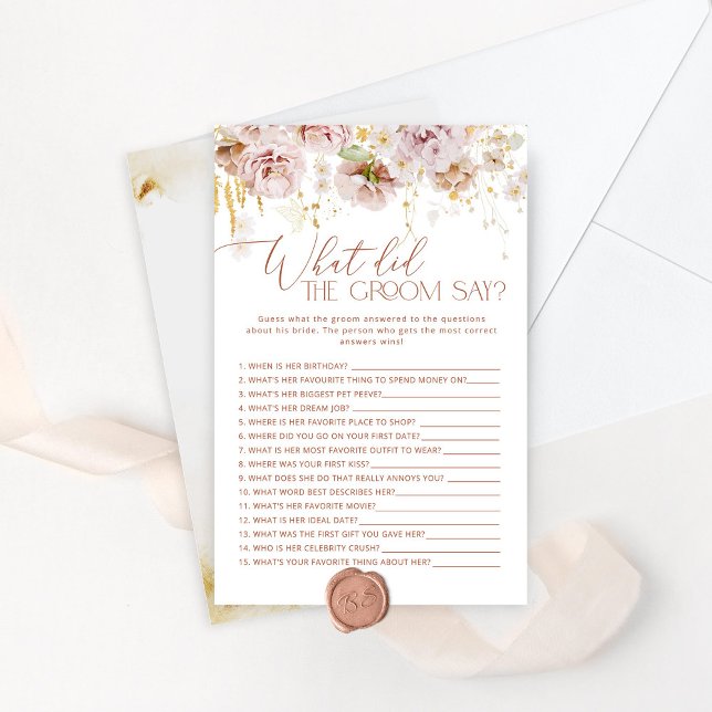 Boho Floral What did the groom say bridal game (Creator Uploaded)