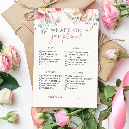 Boho Floral What On Your Phone Bridal Shower Game