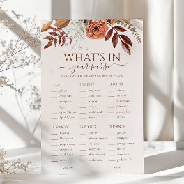 Boho Floral What's In Your Purse Wedding Game