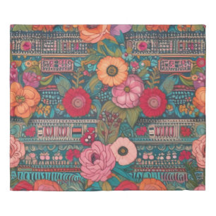 Boho Floral Whimsical Duvet Cover