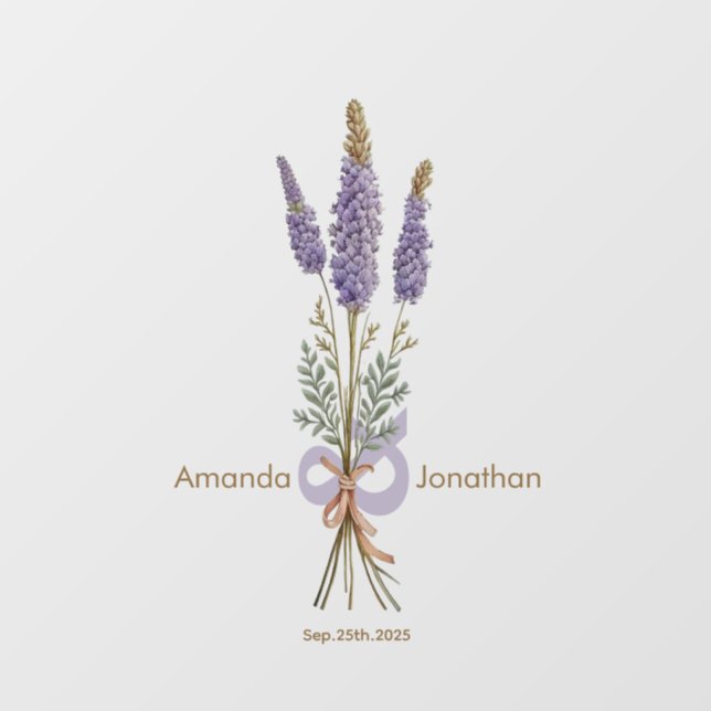 Boho Floral White and Lavender Wedding Floor Decal (Front)