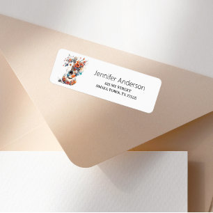 Boho Floral White Guitar Address Label