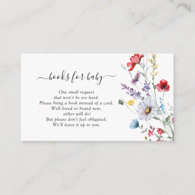 Boho Floral Wild Flower Books For Baby  Enclosure Card (Front)