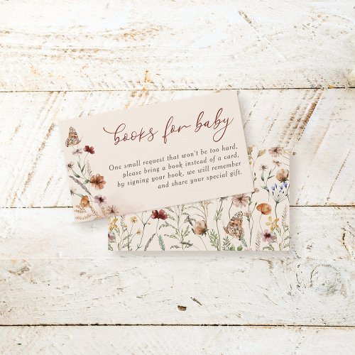 Boho Floral Wildflower Baby Shower Books For Baby Enclosure Card