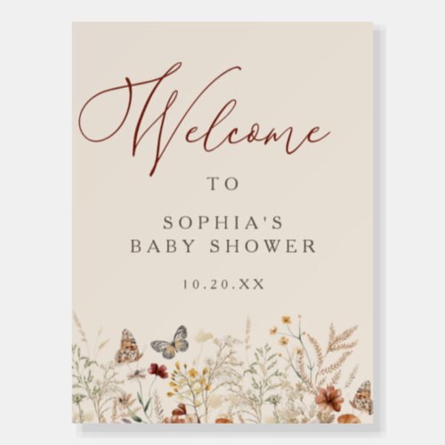 Boho Floral Wildflower Baby Shower Welcome Sign