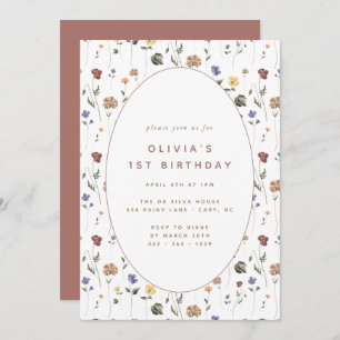 Boho Floral Wildflower Birthday Invitation