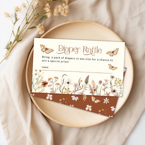 Boho Floral Wildflower Diaper Raffle Baby Shower Enclosure Card