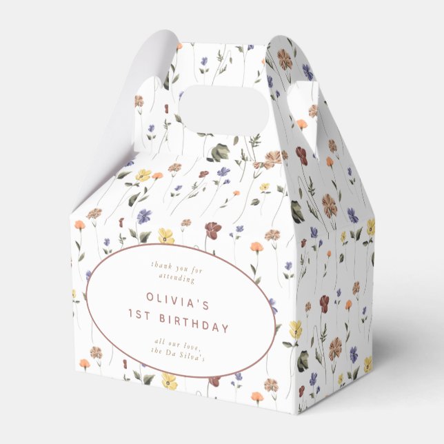 Boho Floral Wildflower |  Favor Boxes (Front Side)