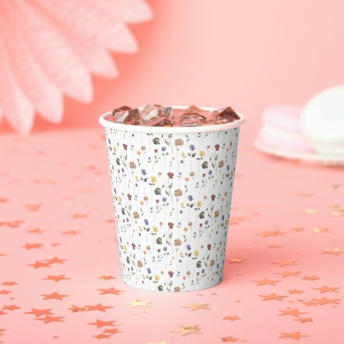 Boho Floral Wildflower  Paper Cups