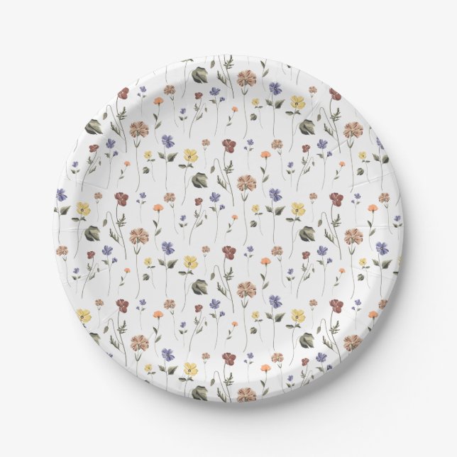Boho Floral Wildflower | Paper Plates (Front)