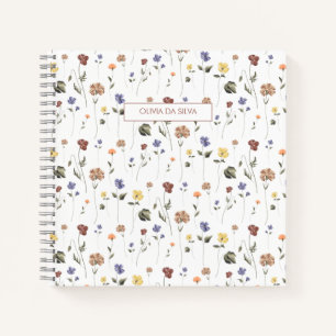 Boho Floral Wildflower   Personalized Notebook