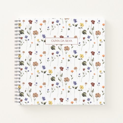 Boho Floral Wildflower  Personalized Notebook