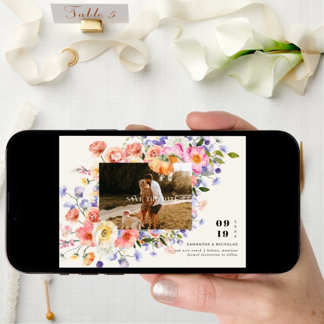Boho Floral | Wildflower Photo Save the Date (Front Digital)
