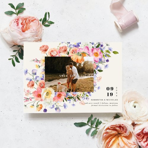 Boho Floral  Wildflower Photo Save the Date