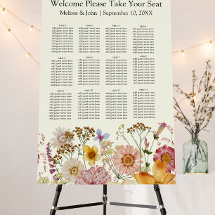 Boho Floral Wildflower seating chart Foam Board