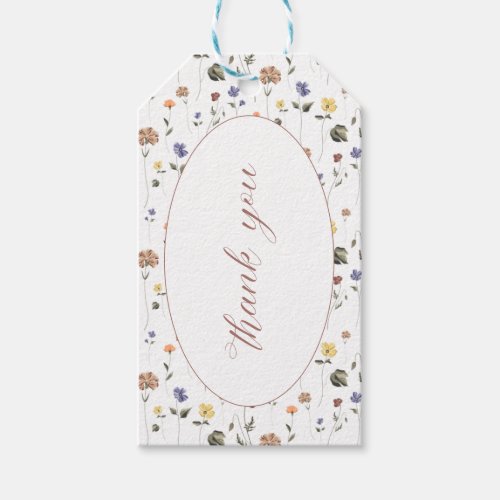 Boho Floral Wildflower Thank You   Gift Tags