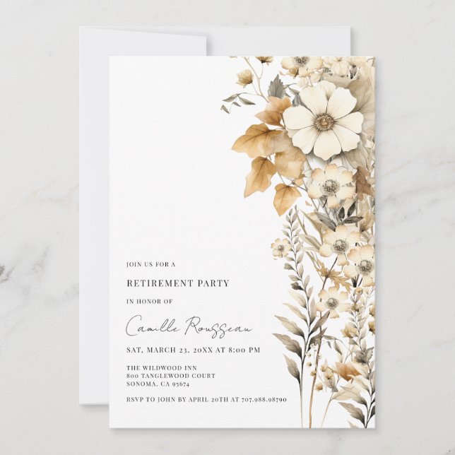 Boho Floral Wildflowers Retirement Party Invitation (Front)