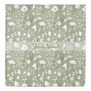 Boho Floral Wildflowers Sage Green Personalized Duvet Cover