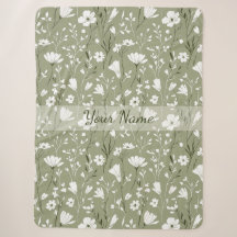 Boho Floral Wildflowers Sage Green Personalized 