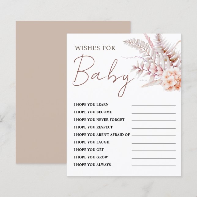 Boho Floral Wishes for Baby | Baby Shower Game (Front/Back)