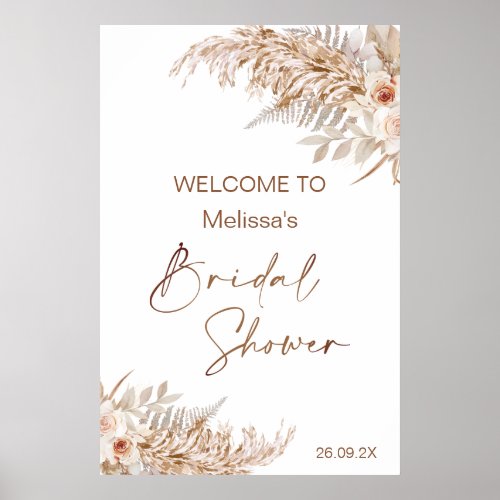 Boho Floral with Pampas Fern Welcome Bridal Shower Poster