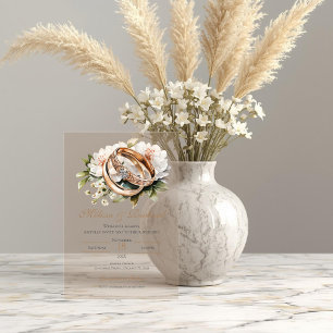 Boho Floral with ring Wedding Acrylic Invitations
