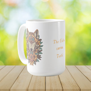 Boho Floral Wolf Psychedelic Art  Coffee Mug