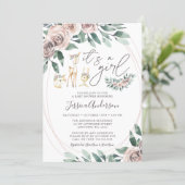 Boho Floral Woodland Animals Girl Baby Shower Invitation (Standing Front)