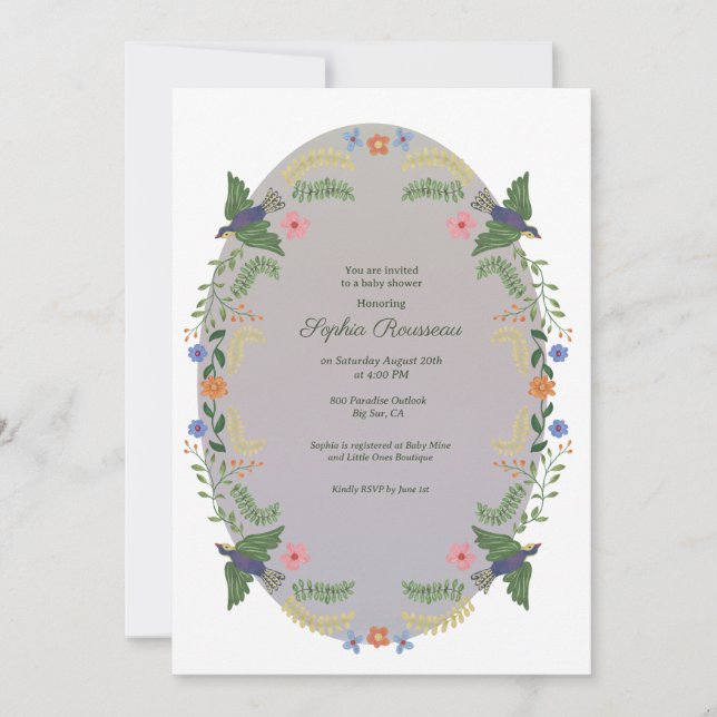 Boho Floral Wreath Baby Shower Invitation (Front)