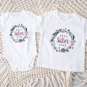 Boho Floral Wreath Best Sister Ever T-Shirt
