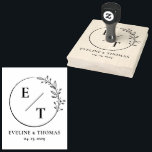 Boho floral wreath botanical wedding monogram logo rubber stamp<br><div class="desc">A wedding monogram logo rubber stamp is perfect for branding your event and therefore make your special day truly memorable for your guests. A few ideas you can use a luxury wedding logo for: You can use it as an invitation crest, as a wedding website logo, for your wedding welcome...</div>