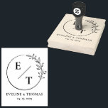 Boho floral wreath botanical wedding monogram logo rubber stamp<br><div class="desc">A wedding monogram logo rubber stamp is perfect for branding your event and therefore make your special day truly memorable for your guests. A few ideas you can use a luxury wedding logo for: You can use it as an invitation crest, as a wedding website logo, for your wedding welcome...</div>