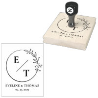 Boho floral wreath botanical wedding monogram logo