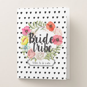Boho Floral Wreath Bride Tribe Wedding Planner Pocket Folder