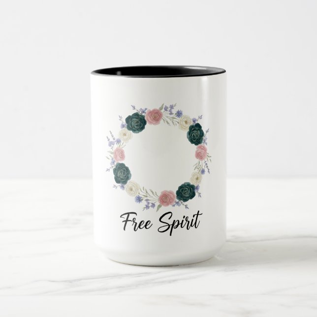 Boho Floral Wreath "Free Spirit" Mug (Center)