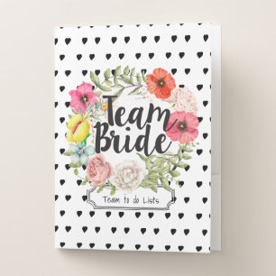 Boho Floral Wreath Team Bride Wedding Planner Pocket Folder