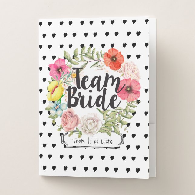 Boho Floral Wreath Team Bride Wedding Planner Pocket Folder (Front)