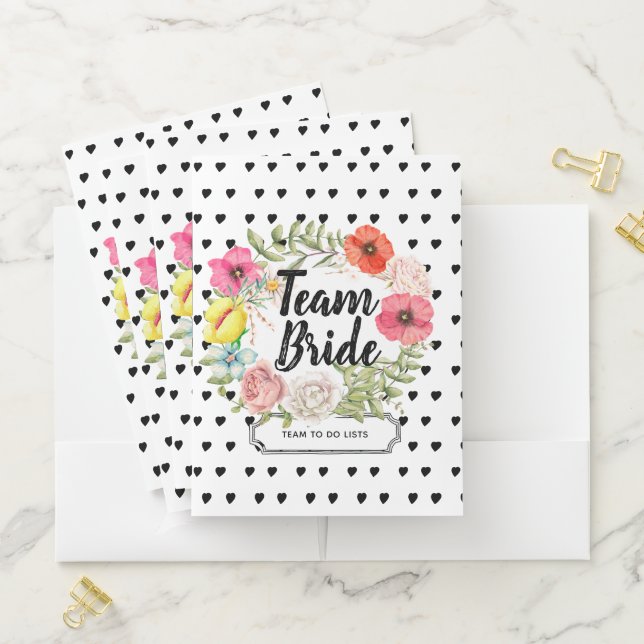 Boho Floral Wreath Team Bride Wedding Planner Pocket Folder (In Situ)
