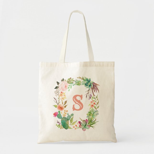 Boho Floral Wreath Tote (Front)
