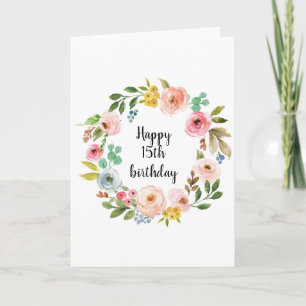 Boho Floral Wreath Watercolor Birthday Girl Card