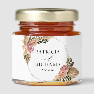 Boho Floral Wreath Wedding Honey Jar Favors
